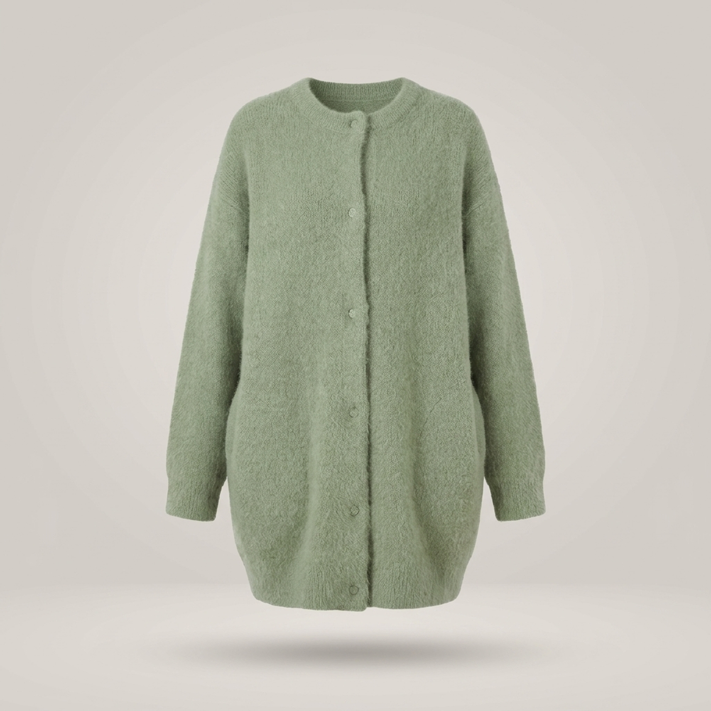 PLUXSTYLE::numise::longline-button-front-cardigan::pack-green