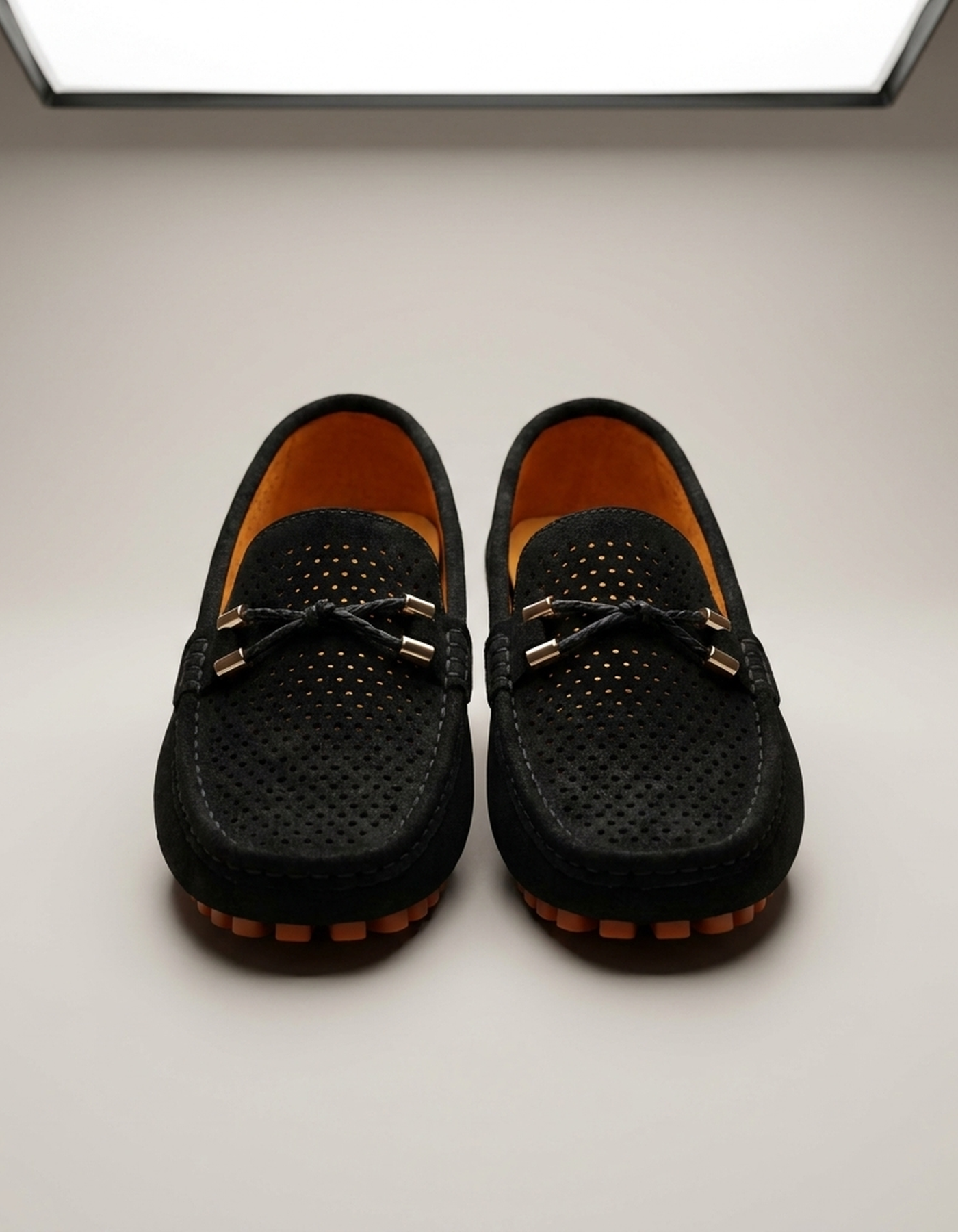 PLUXSTYLE::numise::mens-perforated-slip-on-loafers::pack-black