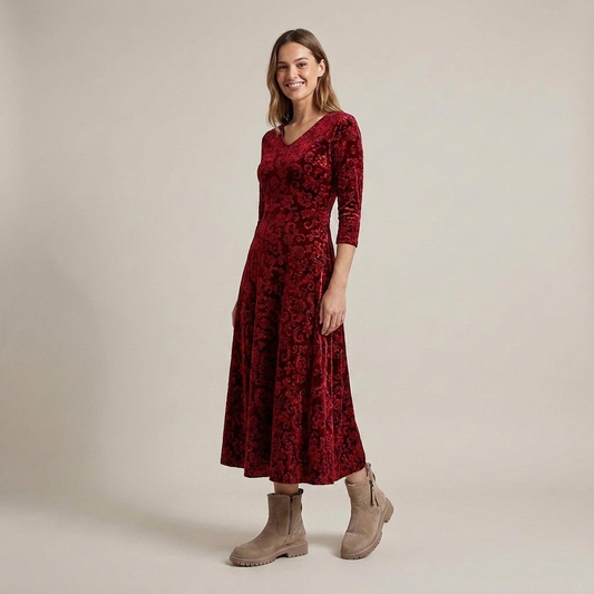 PLUXSTYLE::numise::alora-vintage-inspired-midi-dress::front