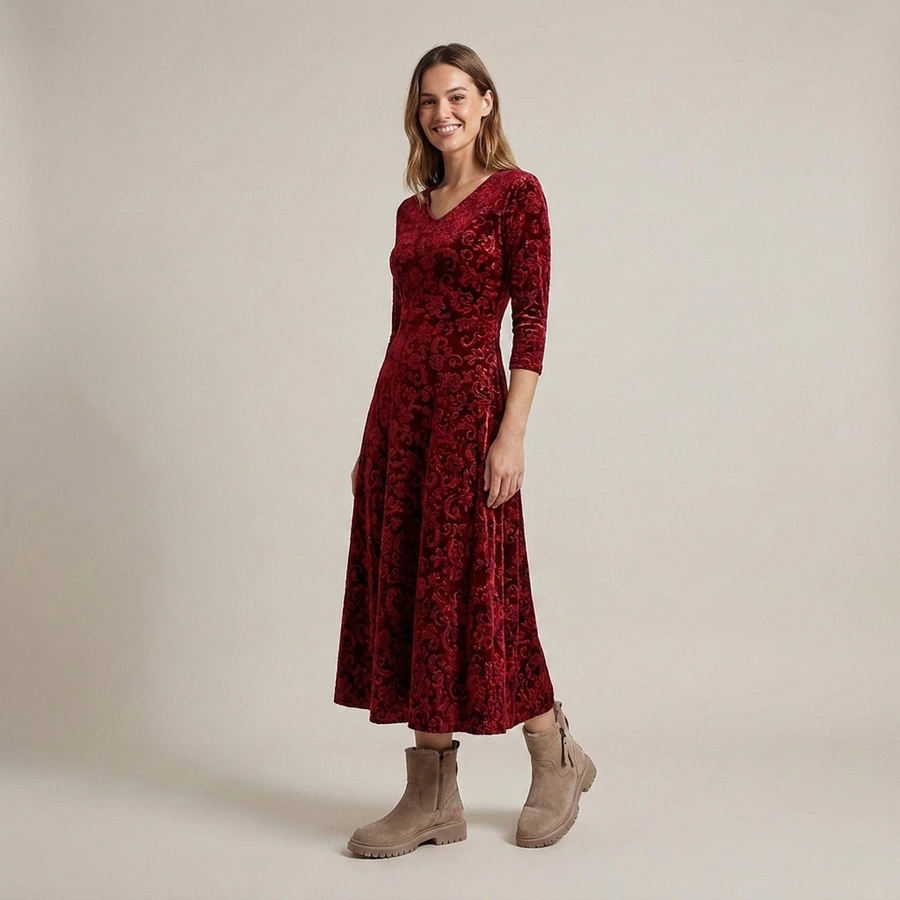 PLUXSTYLE::numise::alora-vintage-inspired-midi-dress::front