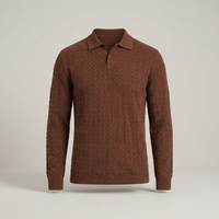 PLUXSTYLE::numise::mens-long-sleeve-polo-sweater::pack-coffee-brown