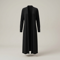 PLUXSTYLE::numise::womens-open-front-long-cardigan::pack-black