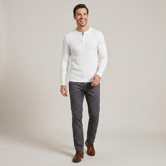 PLUXSTYLE::numise::mens-slim-fit-henley-top::front