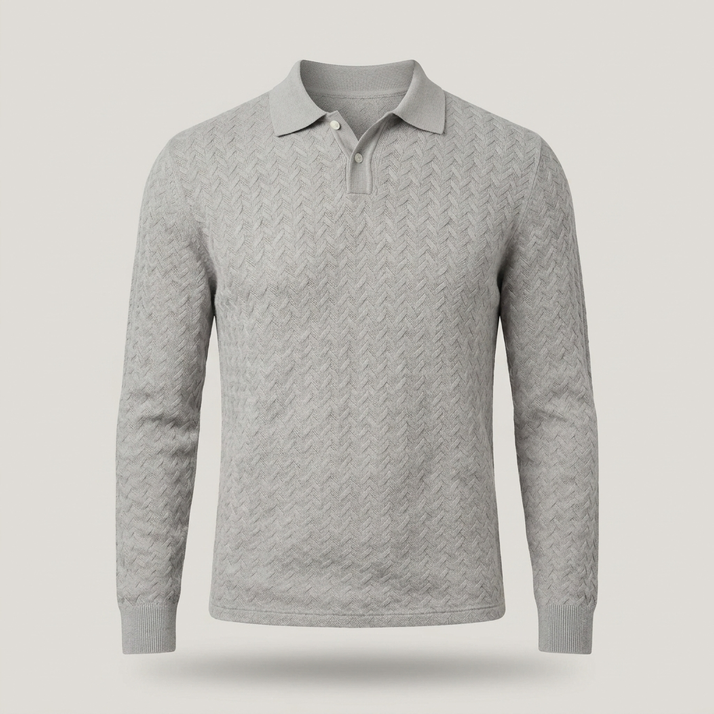 PLUXSTYLE::numise::mens-long-sleeve-polo-sweater::pack-light-gray