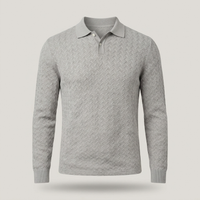 PLUXSTYLE::numise::mens-long-sleeve-polo-sweater::pack-light-gray