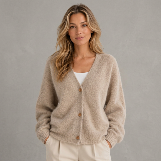 Cardigan morbido dalla vestibilità comoda con scollo a V