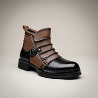 PLUXSTYLE::numise::mens-side-zip-buckle-boots::closeup-hero