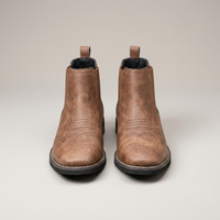 PLUXSTYLE::numise::square-toe-chelsea-ankle-boots::pack-chestnut-brown