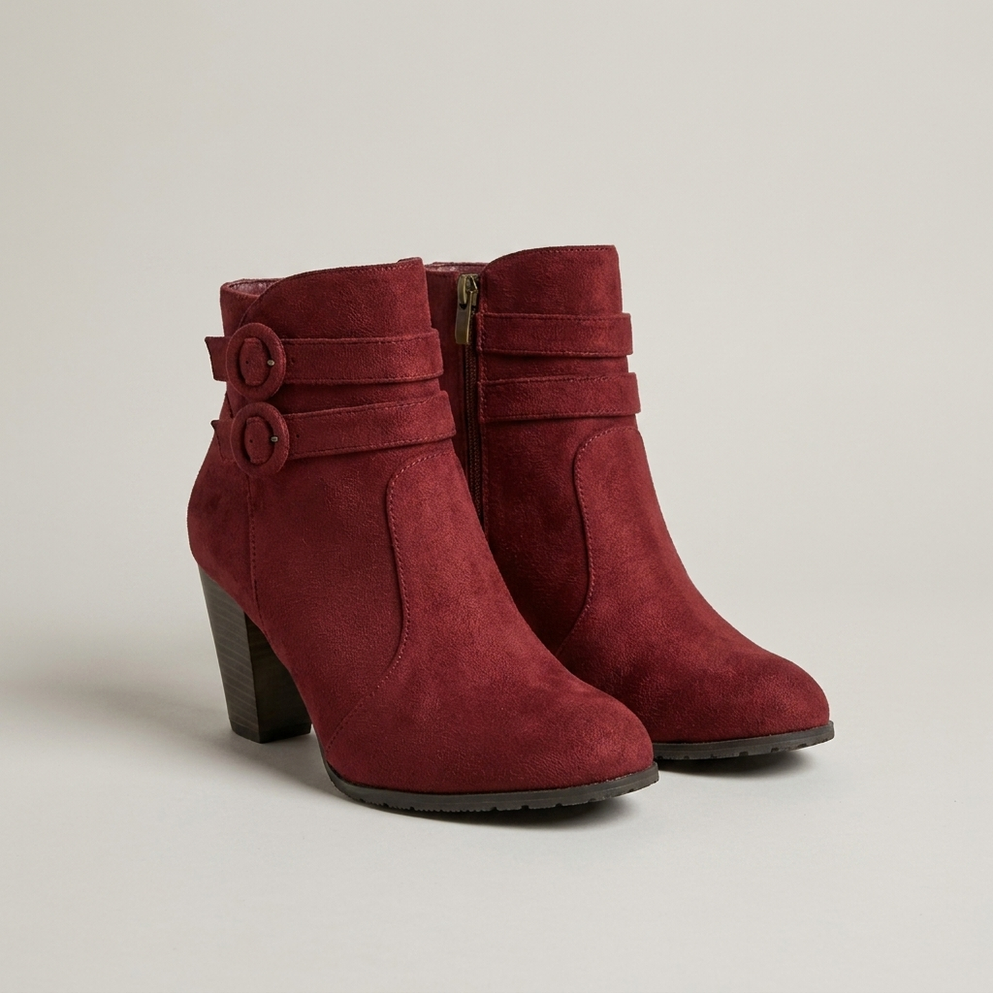 PLUXSTYLE::numise::womens-buckle-detail-cowboy-boots::pack-red