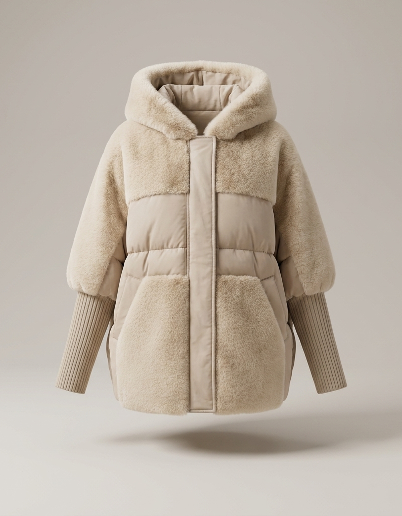 PLUXSTYLE::numise::quilted-hooded-winter-parka::pack-beige