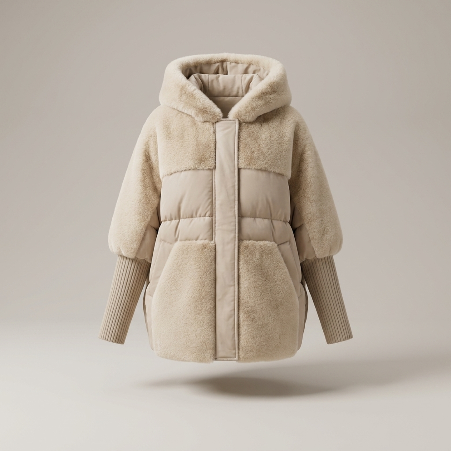 PLUXSTYLE::numise::quilted-hooded-winter-parka::pack-beige