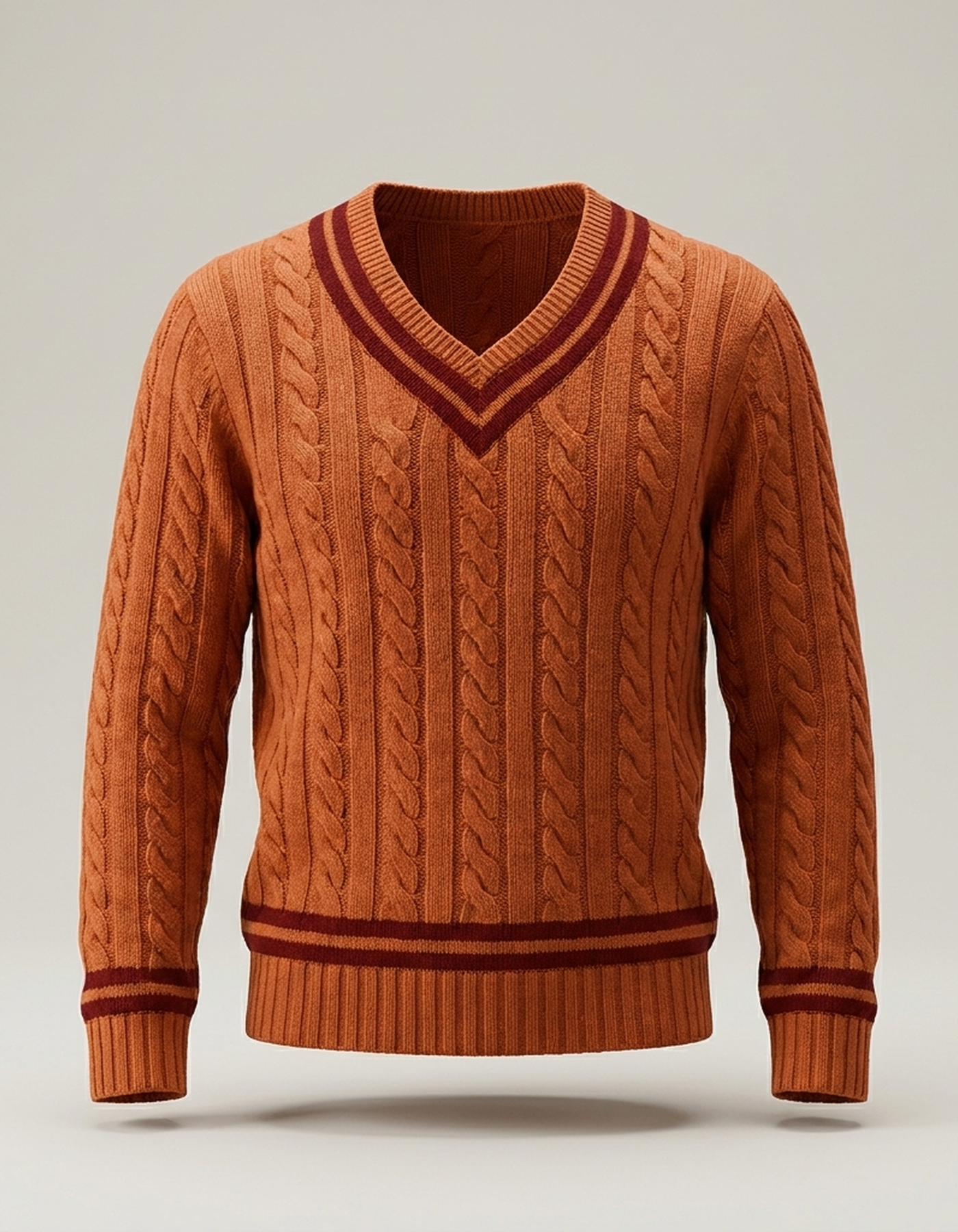 PLUXSTYLE::numise::mens-textured-v-neck-sweater::pack-orange
