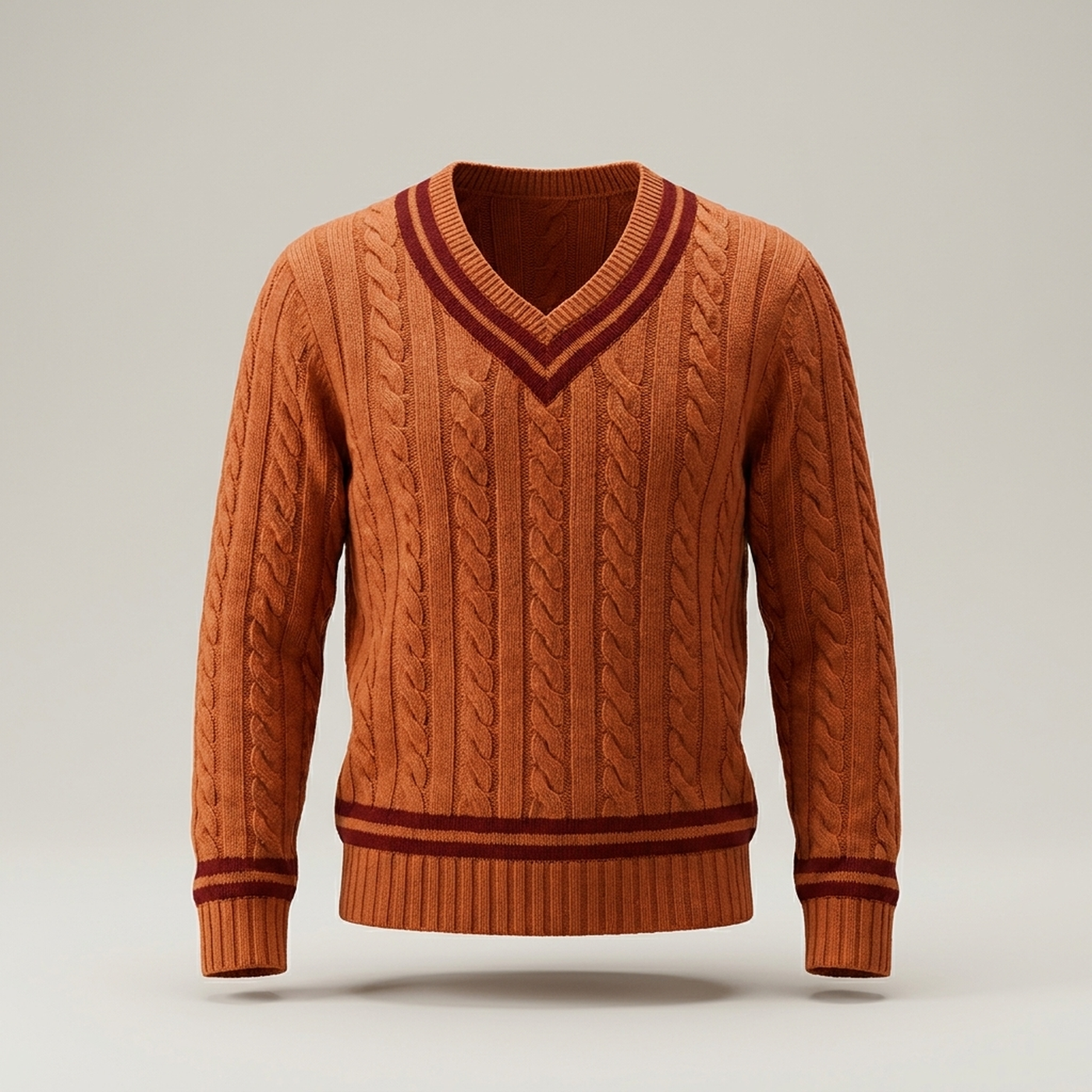 PLUXSTYLE::numise::mens-textured-v-neck-sweater::pack-orange