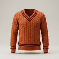 PLUXSTYLE::numise::mens-textured-v-neck-sweater::pack-orange