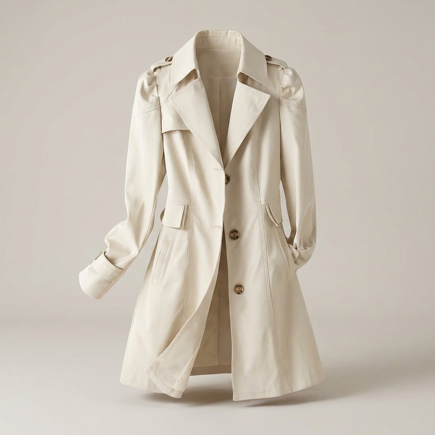 PLUXSTYLE::numise::womens-double-breasted-longline-parka::pack-ivory