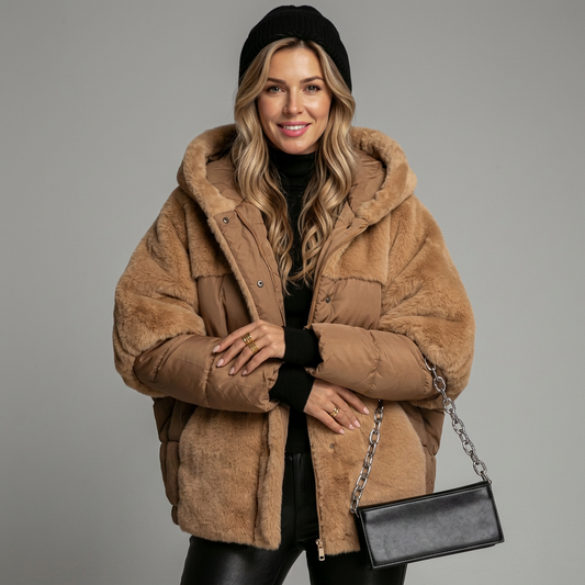 Chaqueta de invierno extragrande con capucha para mujer