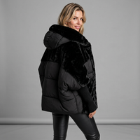 Übergroße Winterjacke mit Kapuze für Damen