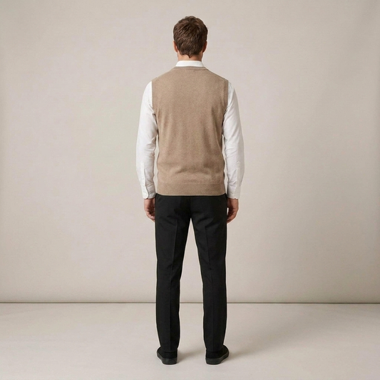 PLUXSTYLE::numise::mens-v-neck-sweater-vest::back