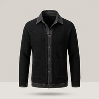 PLUXSTYLE::numise::mens-collared-cardigan::pack-black