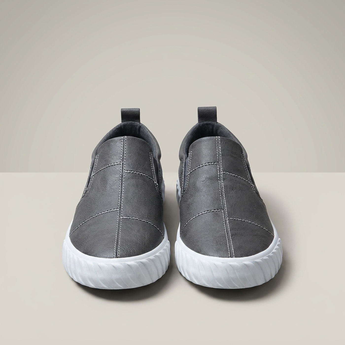 PLUXSTYLE::numise::mens-contrast-stitch-penny-loafers::pack-grey