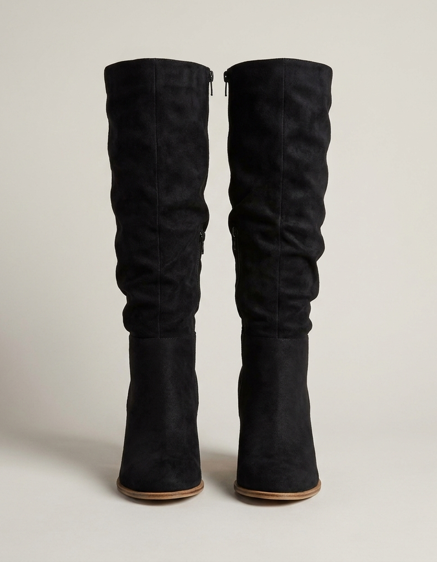 PLUXSTYLE::numise::side-zip-slouch-knee-high-boots::pack-black