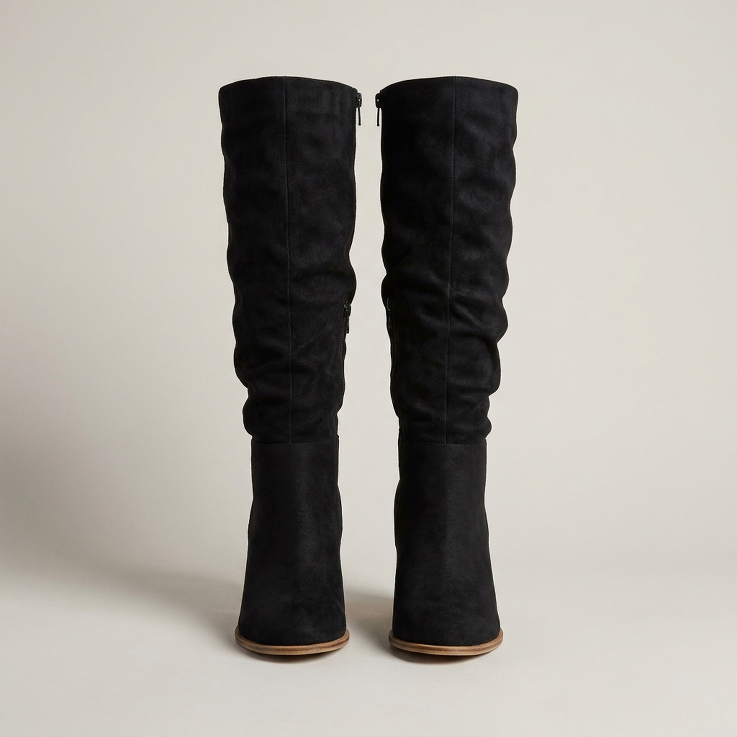 PLUXSTYLE::numise::side-zip-slouch-knee-high-boots::pack-black