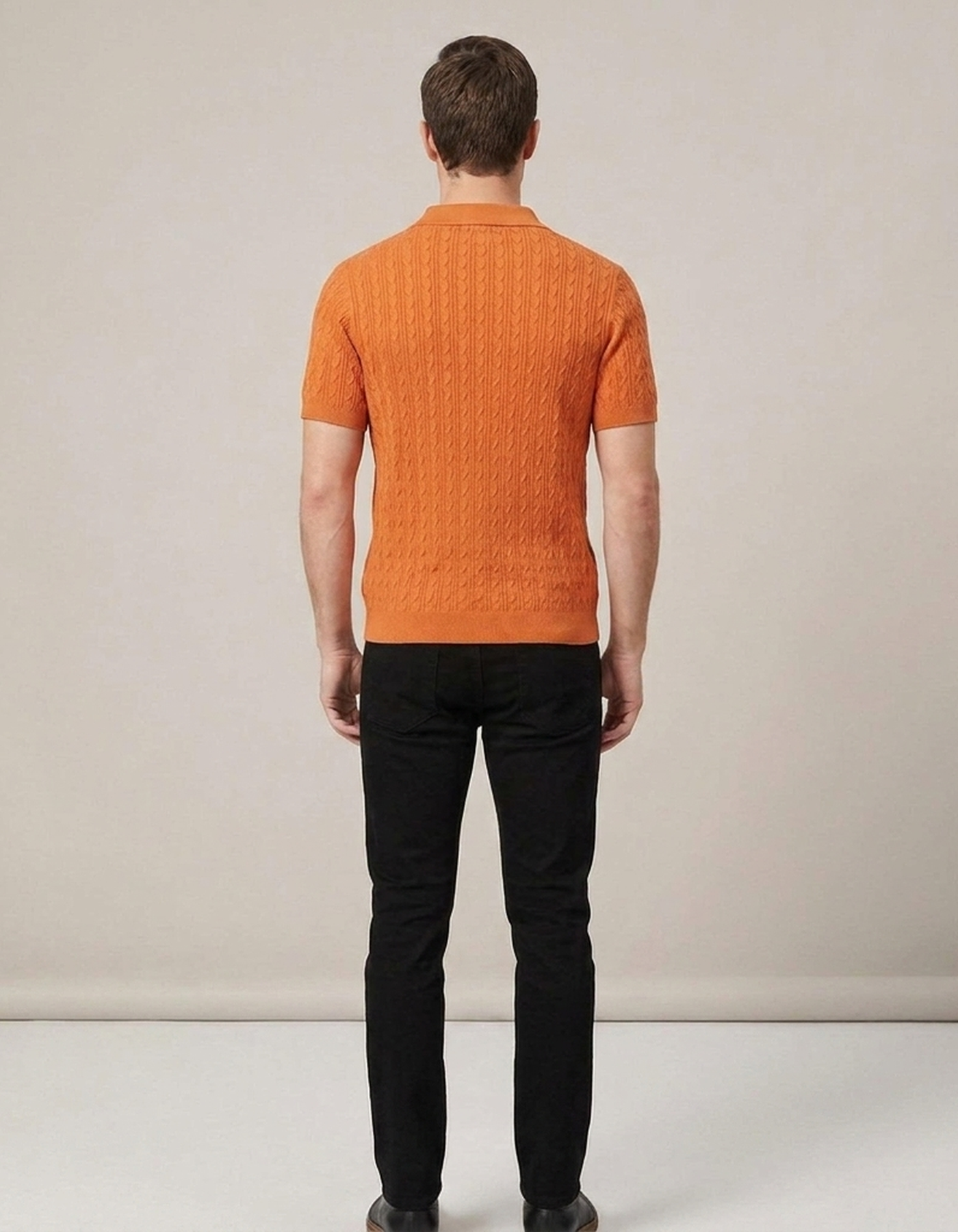 PLUXSTYLE::numise::mens-cable-texture-polo-top::back