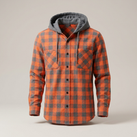 PLUXSTYLE::numise::mens-relaxed-hooded-plaid-top::pack-orange