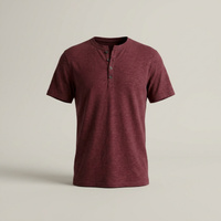 PLUXSTYLE::numise::mens-relaxed-short-sleeve-henley-top::pack-wine-red