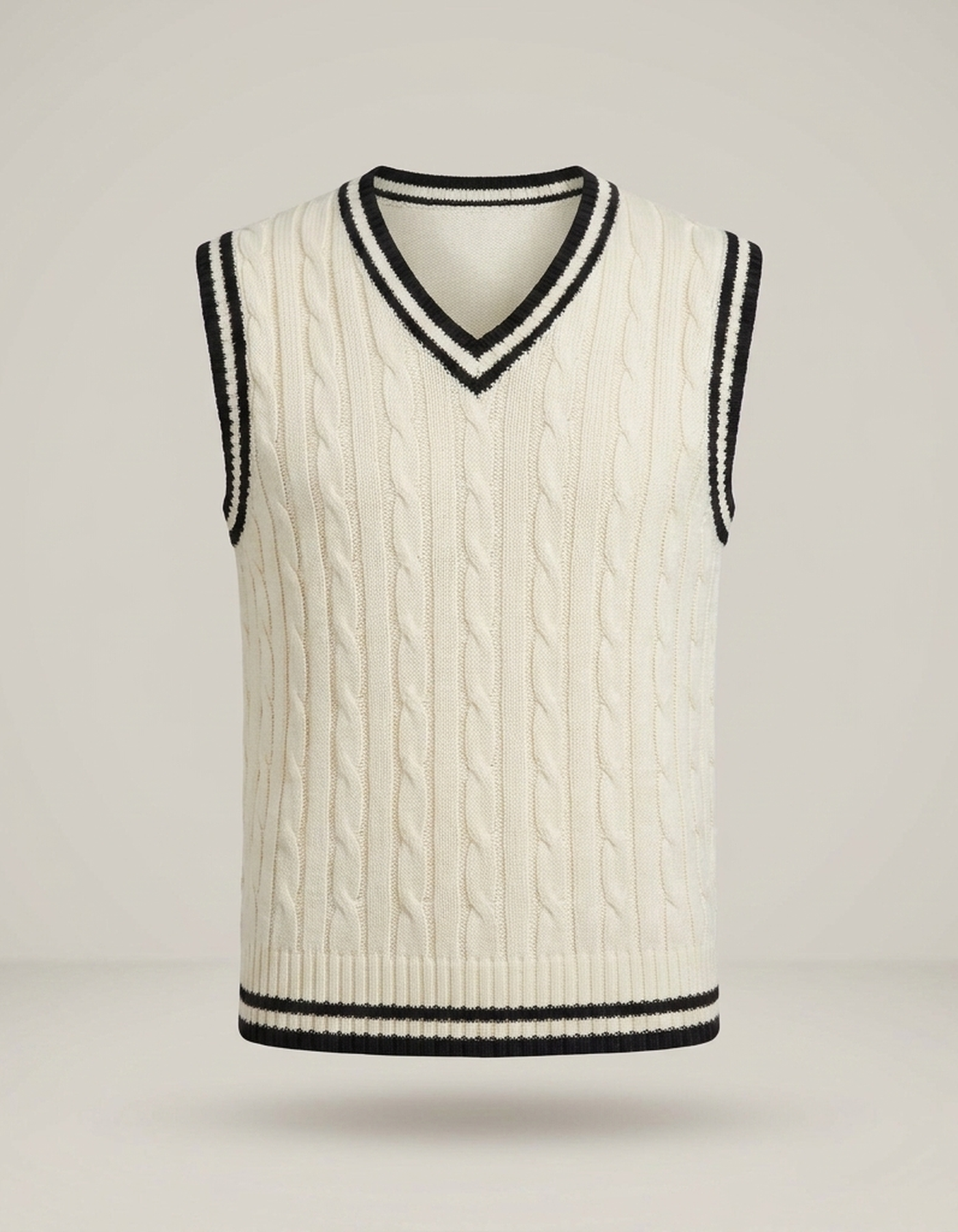PLUXSTYLE::numise::cable-detail-v-neck-sweater-vest::pack-white