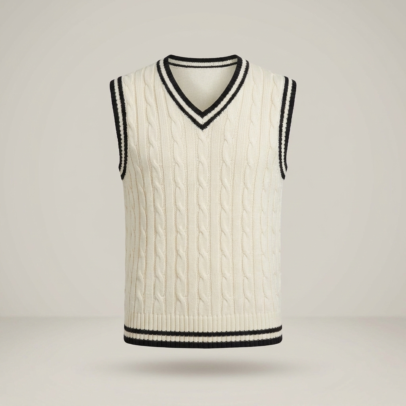 PLUXSTYLE::numise::cable-detail-v-neck-sweater-vest::pack-white