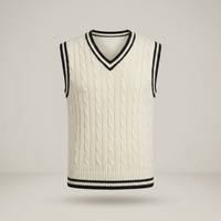 PLUXSTYLE::numise::cable-detail-v-neck-sweater-vest::pack-white