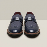 PLUXSTYLE::numise::mens-brogue-penny-loafers::pack-navy-blue