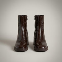 PLUXSTYLE::numise::modern-square-toe-ankle-boots::pack-brown