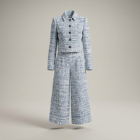PLUXSTYLE::numise::harper-cropped-parka-wide-leg-bottoms-set::pack-blue