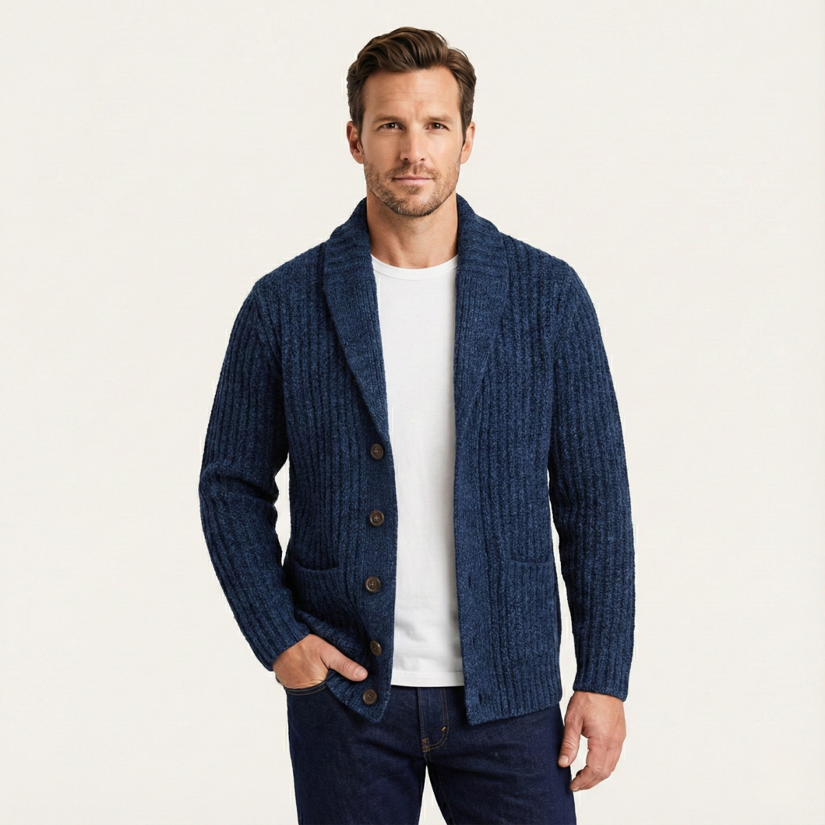 Chunky Texture Collar Cardigan