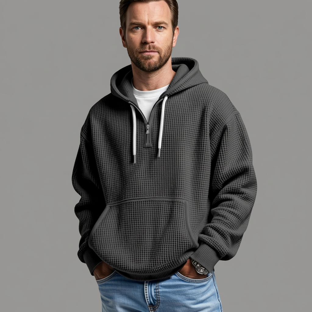 Grayson | Men's Waffle Knit Quarter-Zip Hoodie