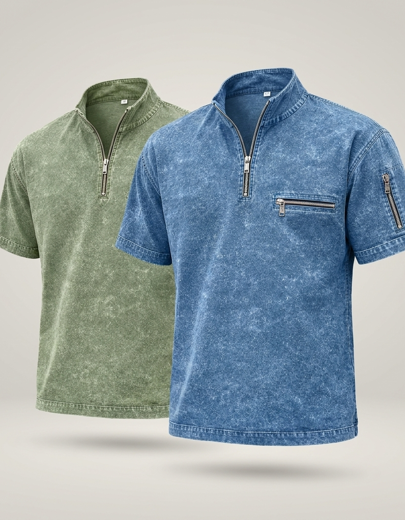 PLUXSTYLE::numise::mens-zip-up-henley-top-2-pack::pack-assorted-colors