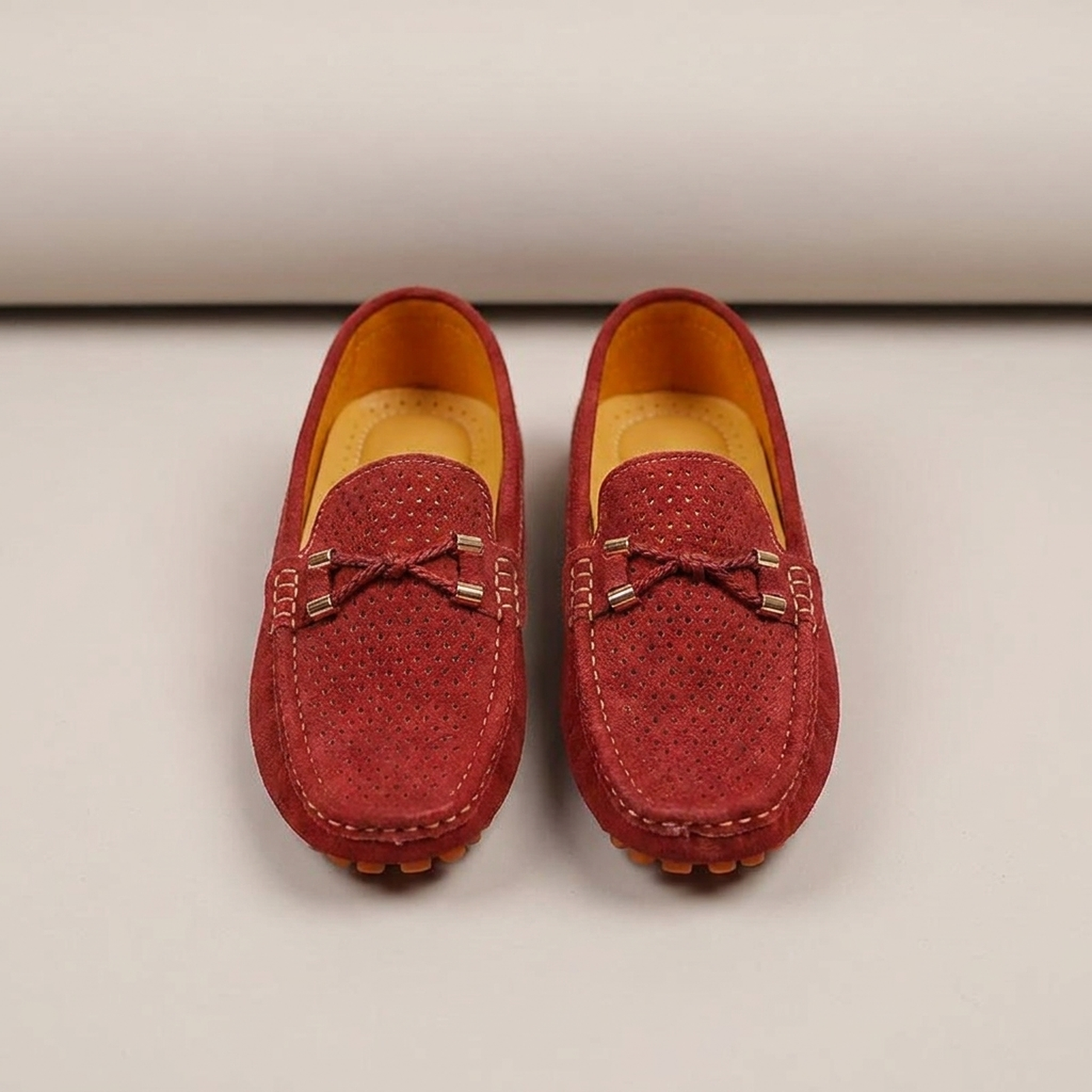 PLUXSTYLE::numise::mens-perforated-everyday-loafers::pack-red