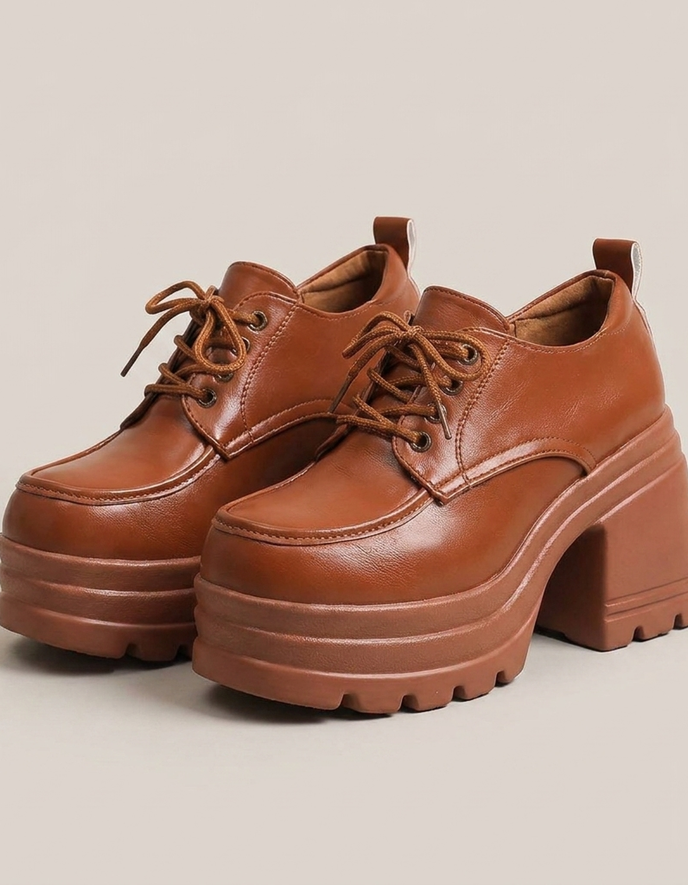 PLUXSTYLE::numise::chunky-platform-oxford-footwear::pack-brown