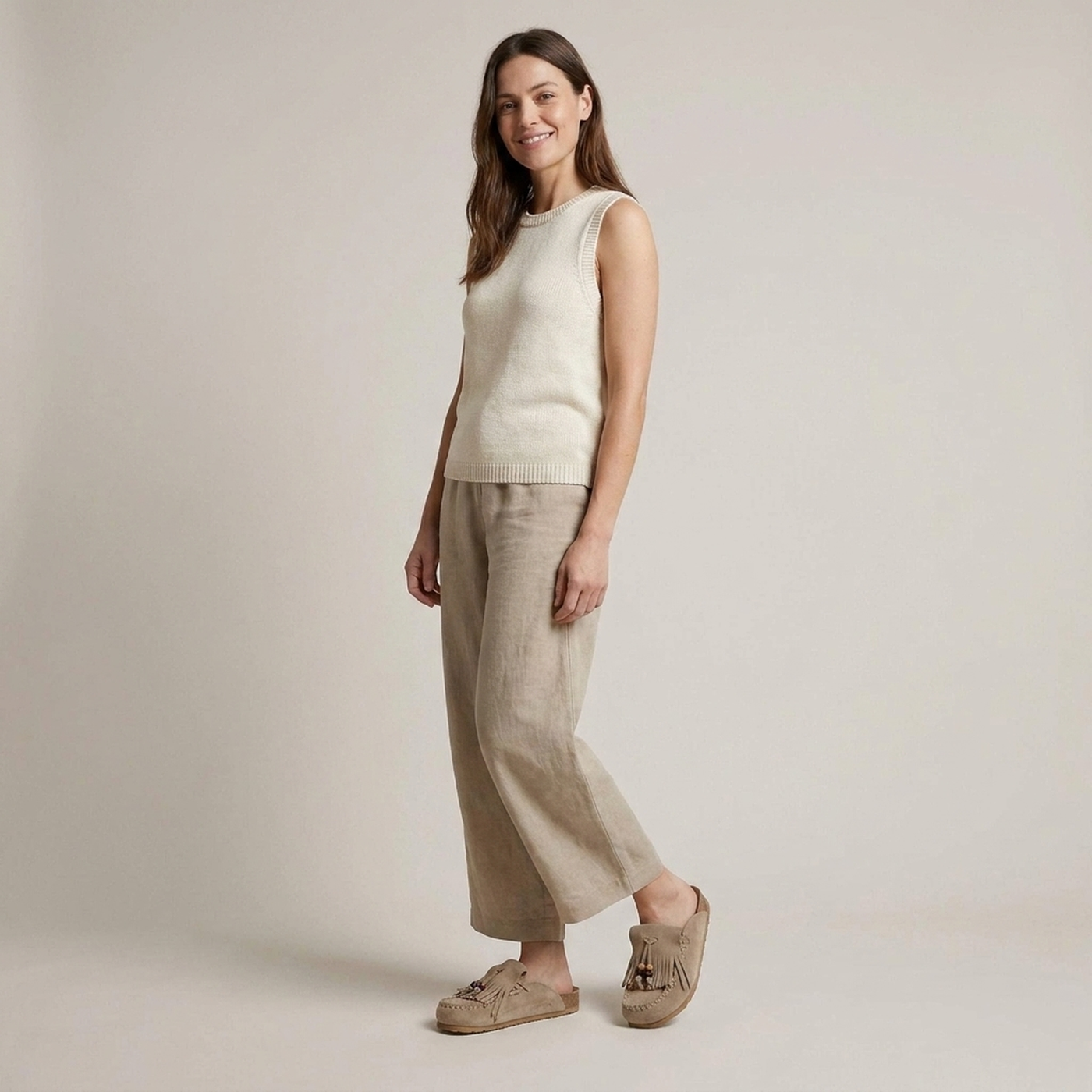 PLUXSTYLE::numise::joan-open-back-taupe-mules::zoom-out