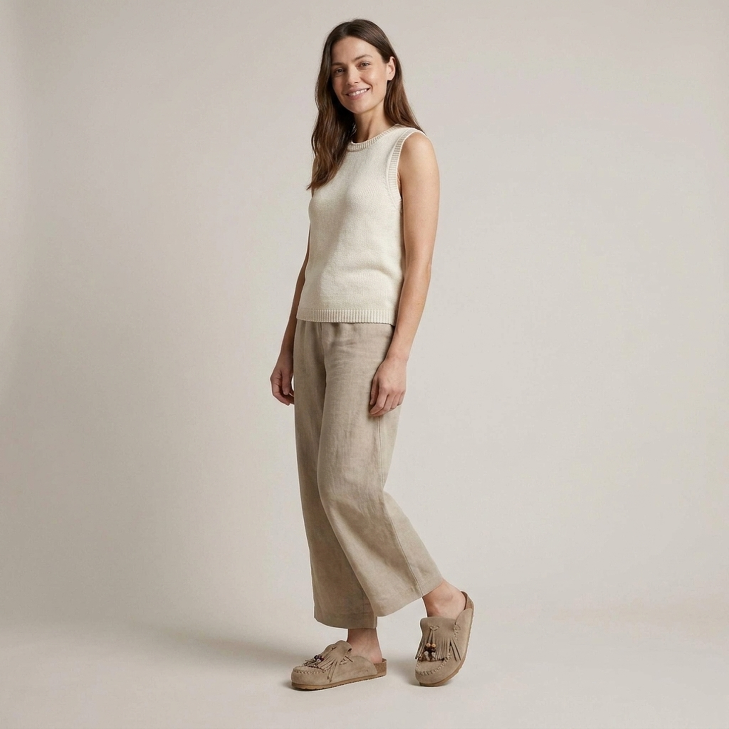 PLUXSTYLE::numise::joan-open-back-taupe-mules::zoom-out