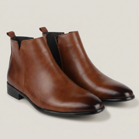 PLUXSTYLE::numise::mens-pointed-toe-chelsea-boots::pack-brown