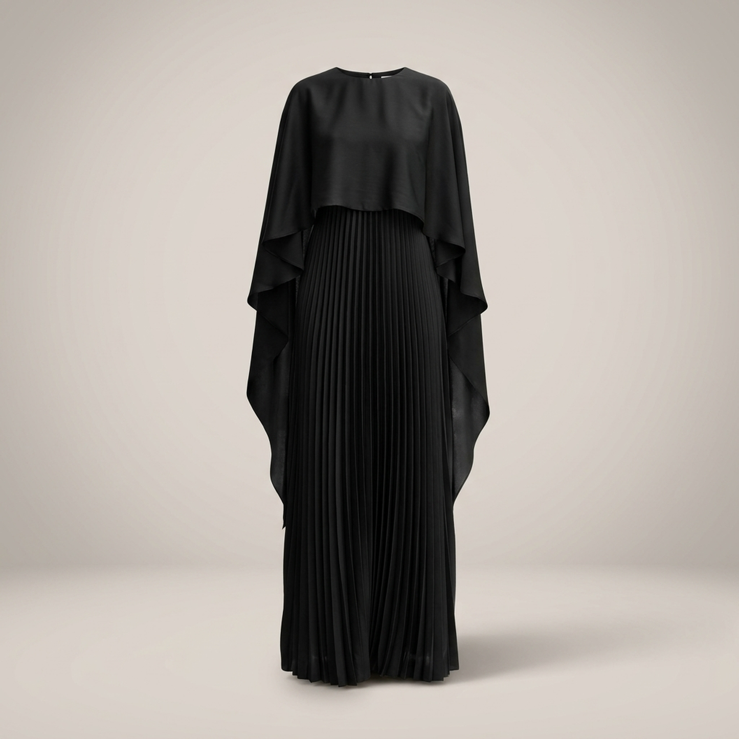 PLUXSTYLE::numise::aniya-cape-sleeve-maxi-dress::pack-black
