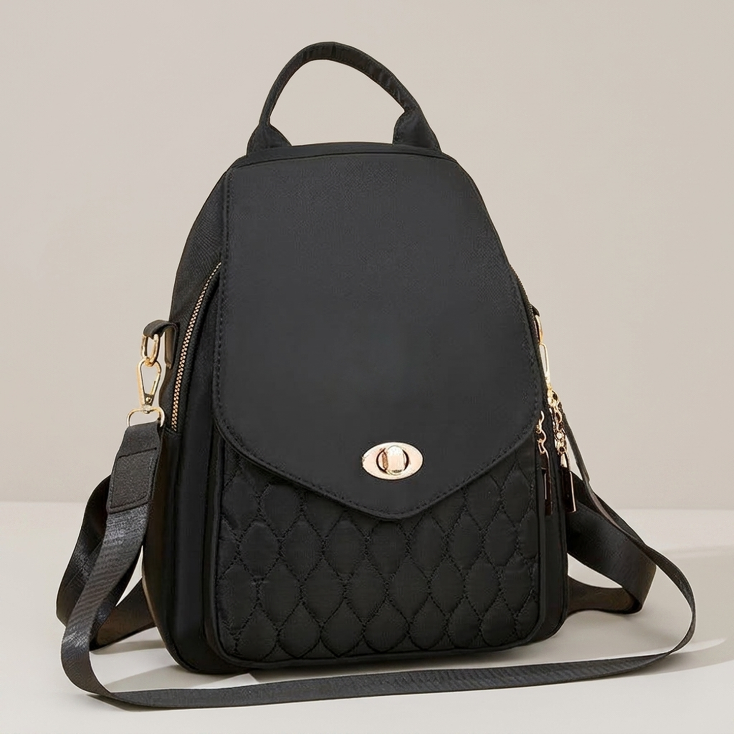 PLUXSTYLE::numise::womens-everyday-black-backpack::pack-black