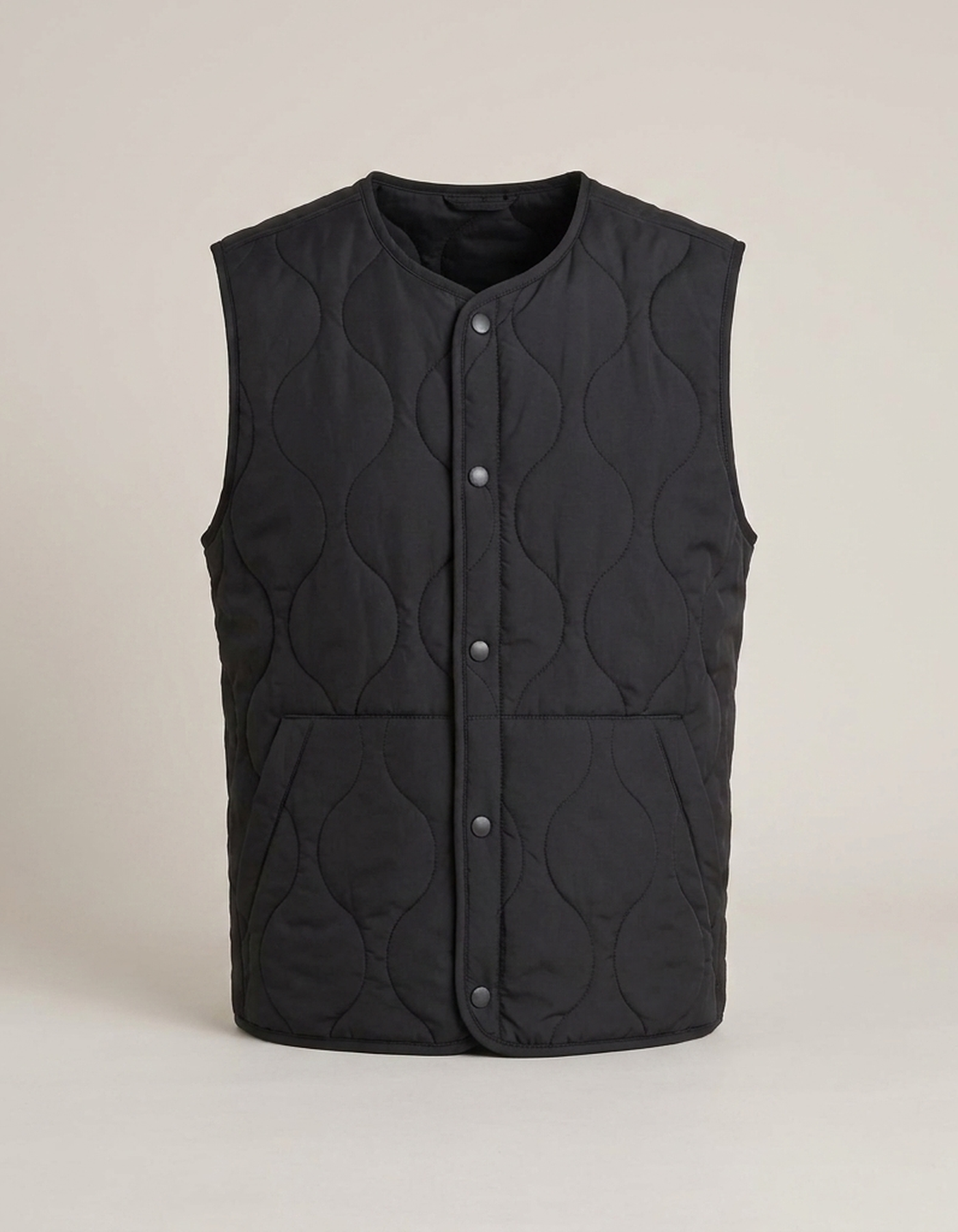 PLUXSTYLE::numise::mens-regular-fit-quilted-vest::pack-black