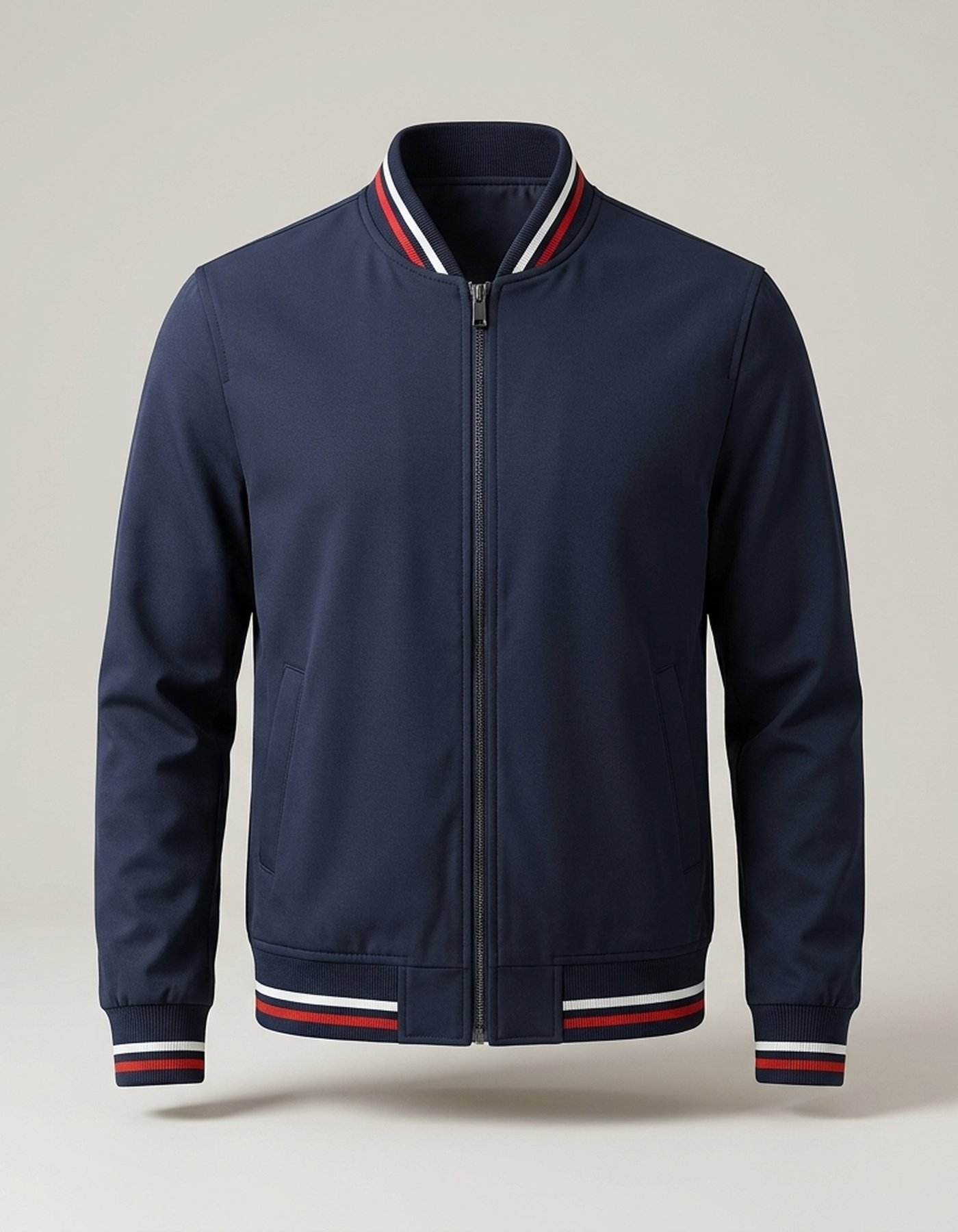 PLUXSTYLE::numise::lightweight-structured-bomber-jacket::pack-navy-blue