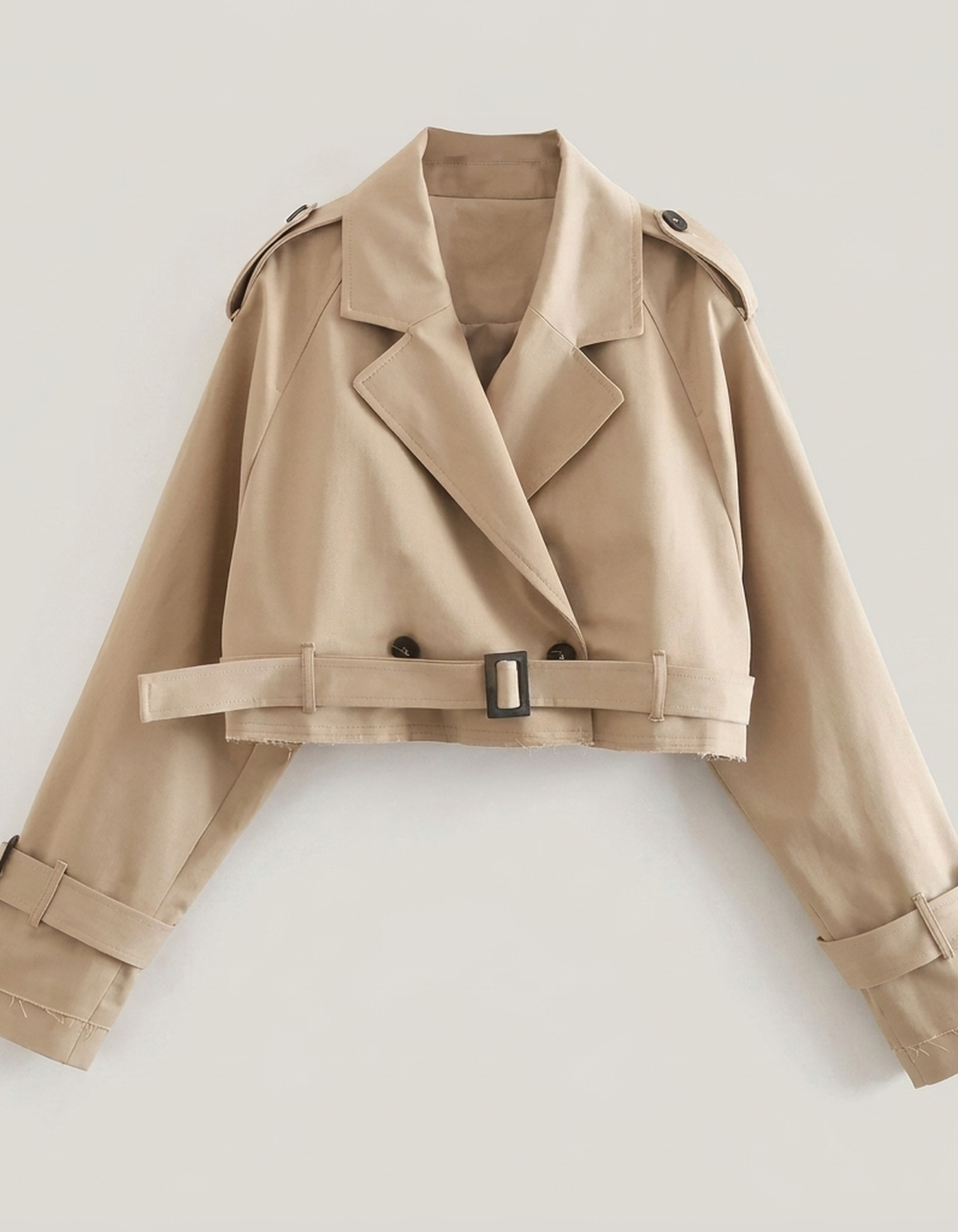 PLUXSTYLE::numise::womens-cropped-belted-parka::pack-khaki