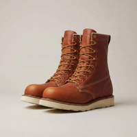PLUXSTYLE::numise::tobacco-plain-toe-wedge-boots::closeup-detail