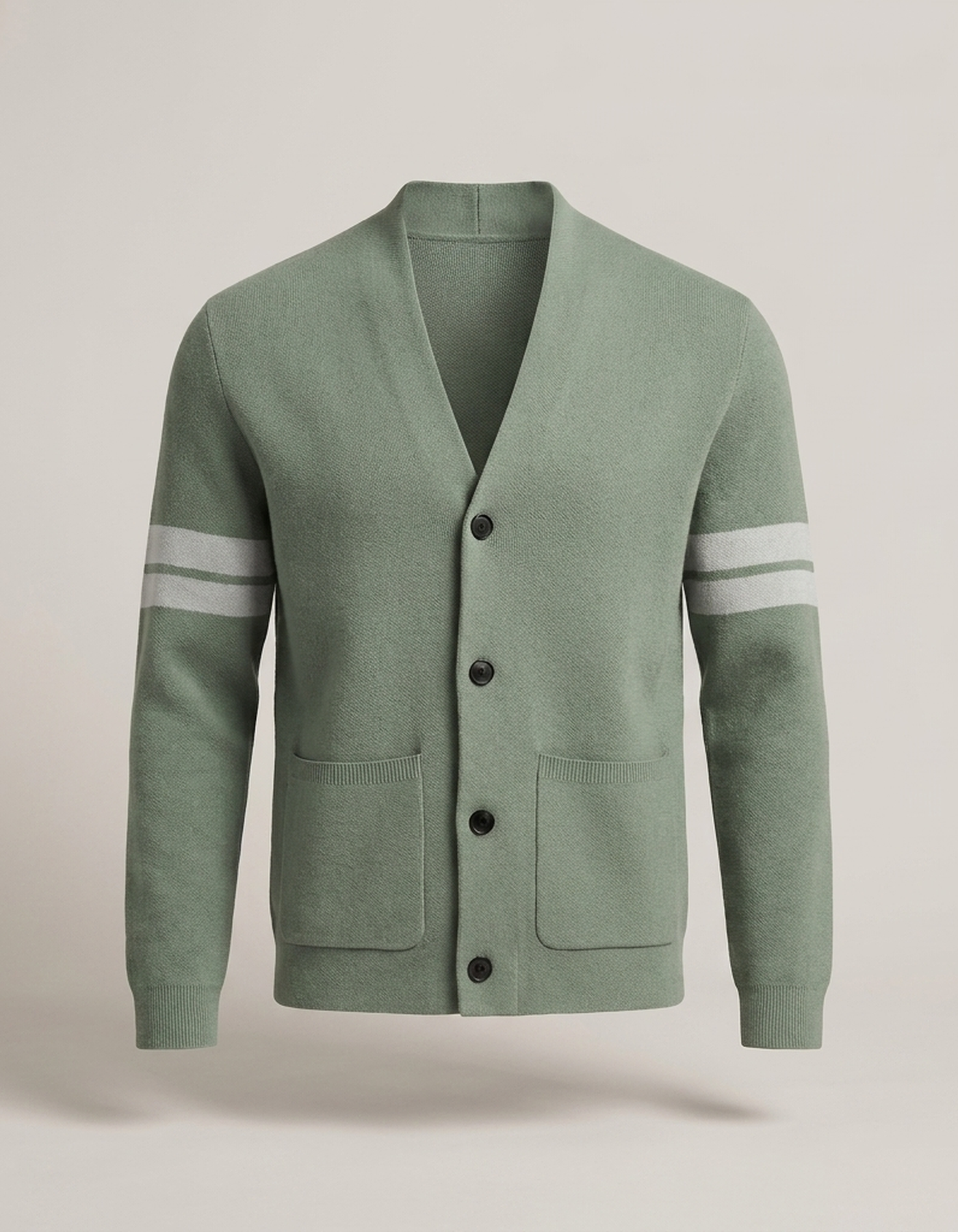 PLUXSTYLE::numise::mens-stripe-sleeve-cardigan::pack-light-green